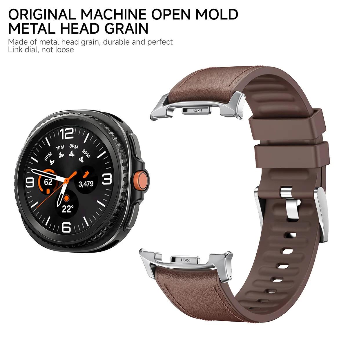 Samsung Galaxy Watch Leather Silicone Band, Watch 8 Classic 46mm Business Strap