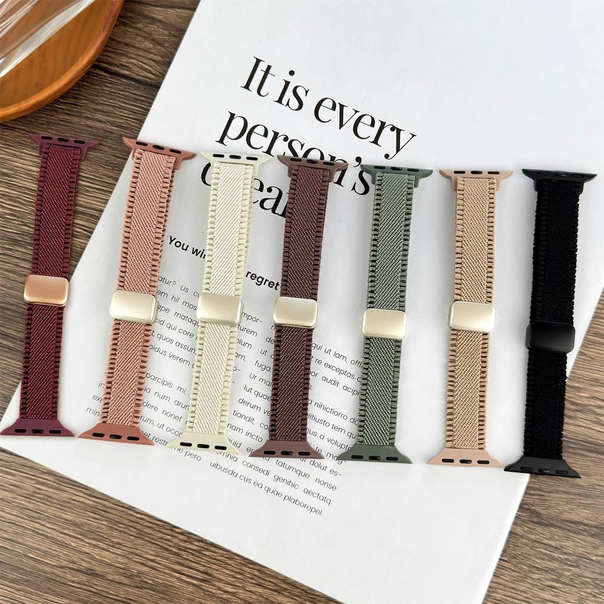 Slim Woven Nylon Band for Apple Watch, Elastic Adjustable Sport Strap