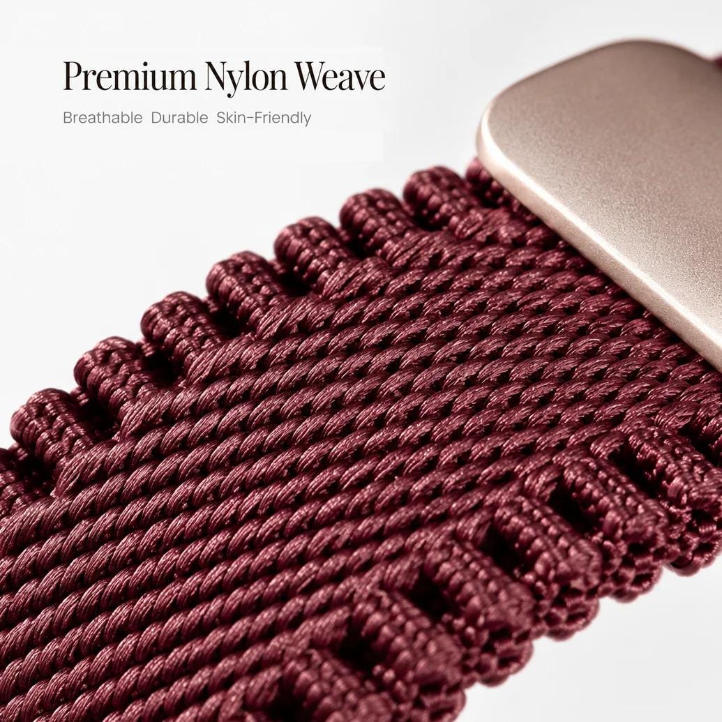 Slim Woven Nylon Band for Apple Watch, Elastic Adjustable Sport Strap