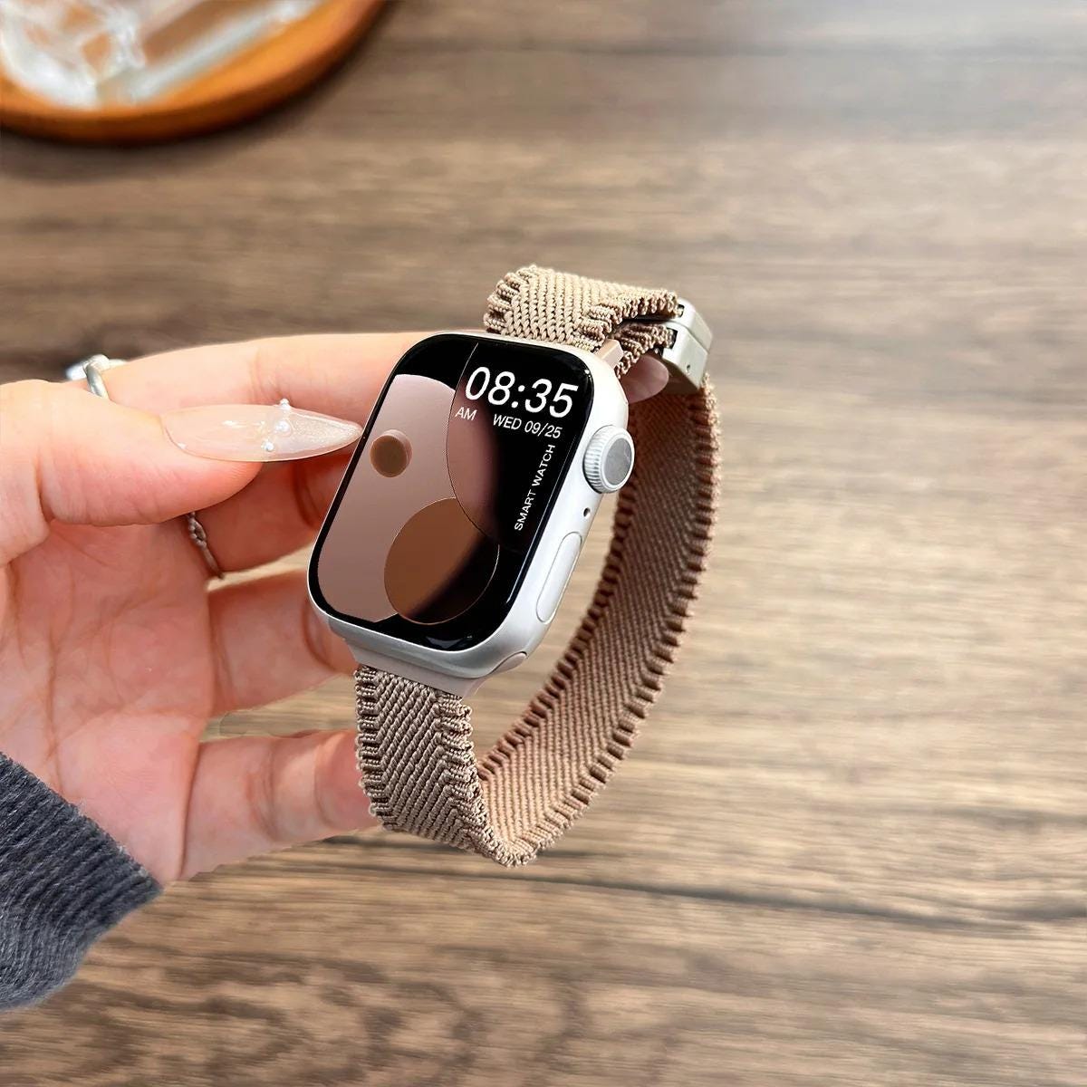 Slim Woven Nylon Band for Apple Watch, Elastic Adjustable Sport Strap