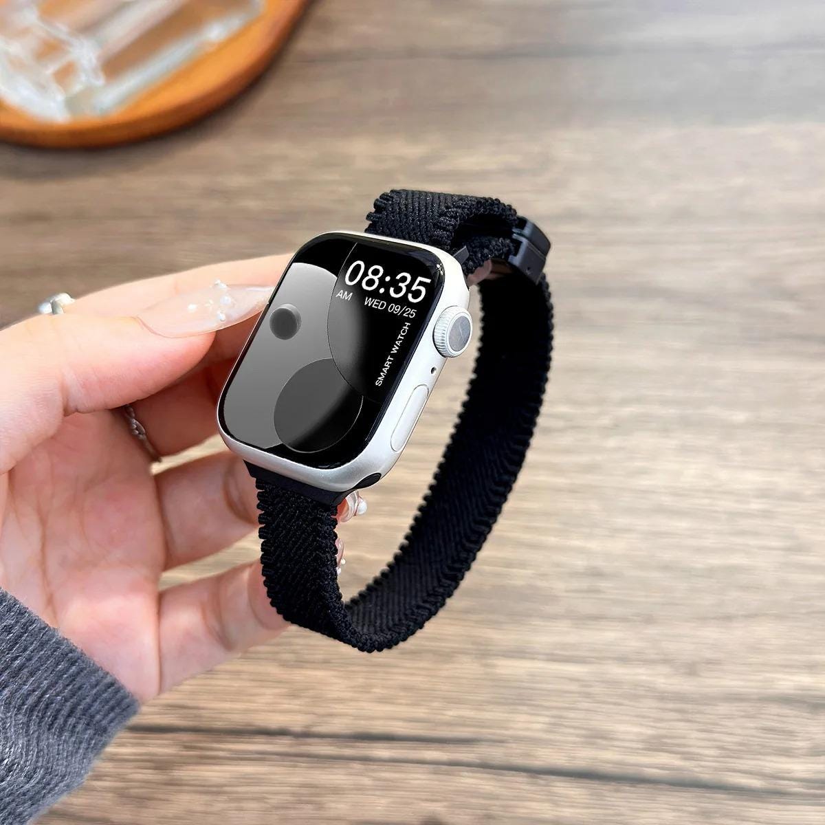Slim Woven Nylon Band for Apple Watch, Elastic Adjustable Sport Strap