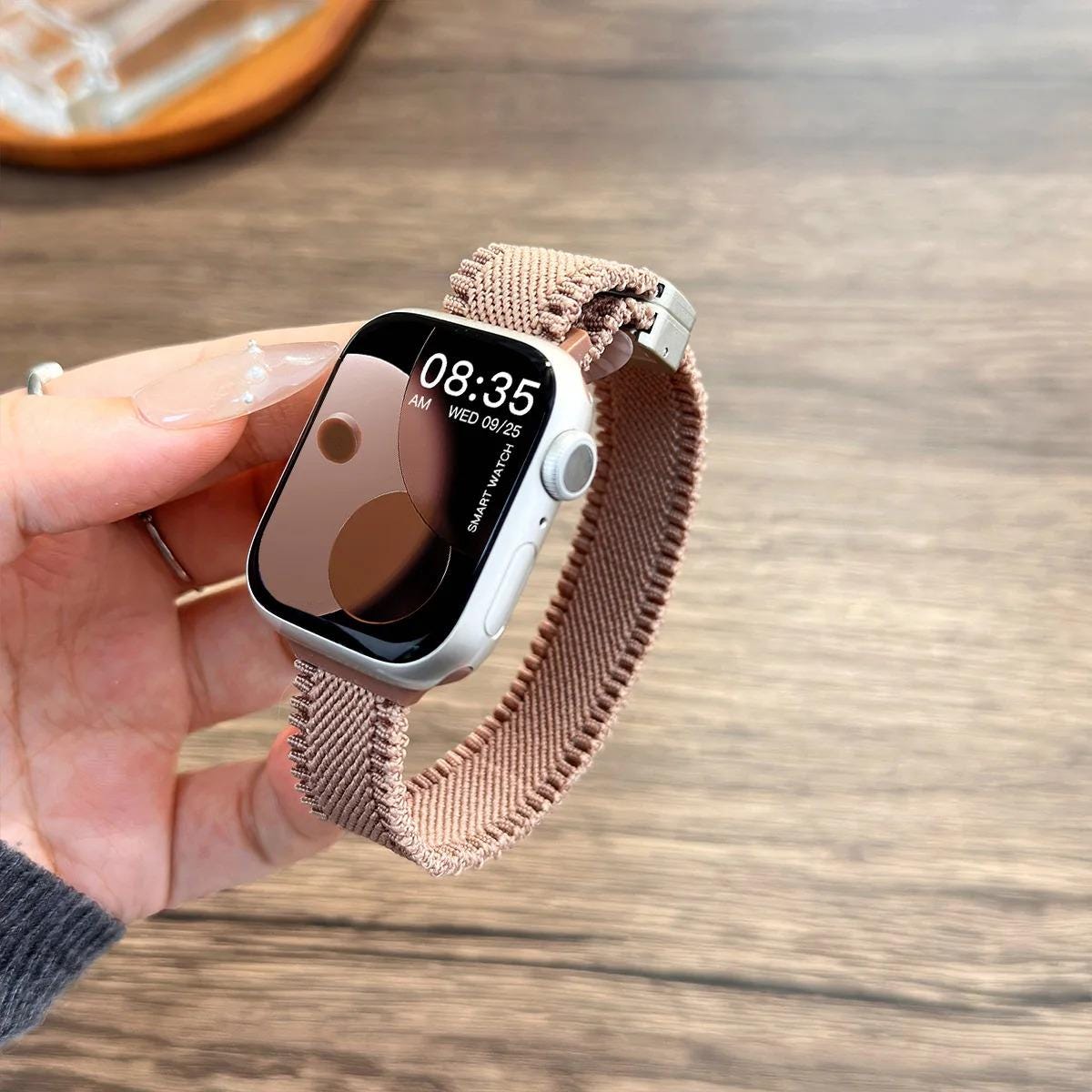 Slim Woven Nylon Band for Apple Watch, Elastic Adjustable Sport Strap