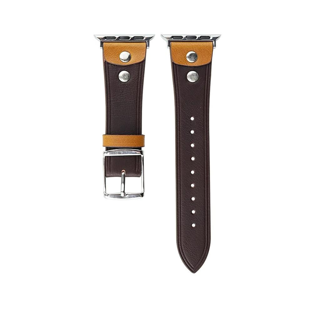 Vintage Saddle Leather Apple Watch Band For Women - Two-Tone Strap with Gold Hardware