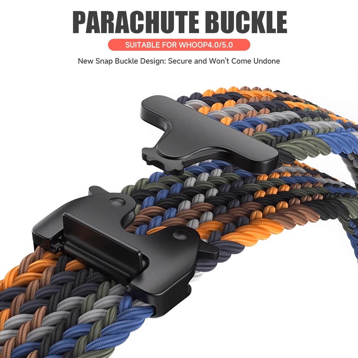 WHOOP Soft Breathable Adjustable Fitness Wristband - Elastic Braided Nylon Woven Tracker Strap with Parachute Buckle
