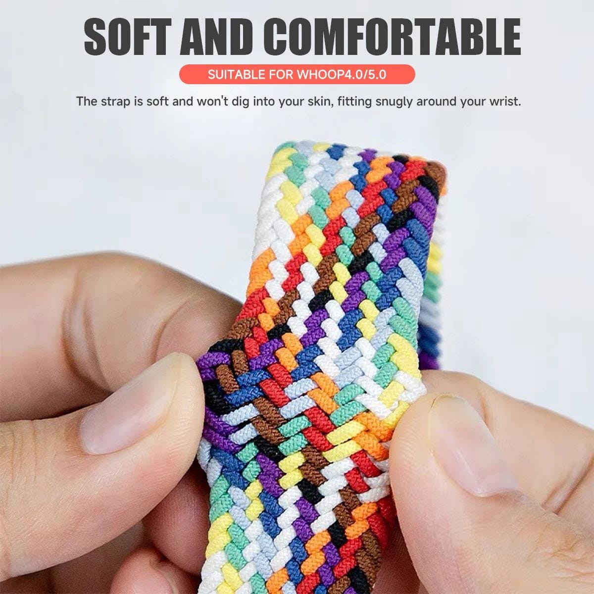 WHOOP Soft Breathable Adjustable Fitness Wristband - Elastic Braided Nylon Woven Tracker Strap with Parachute Buckle