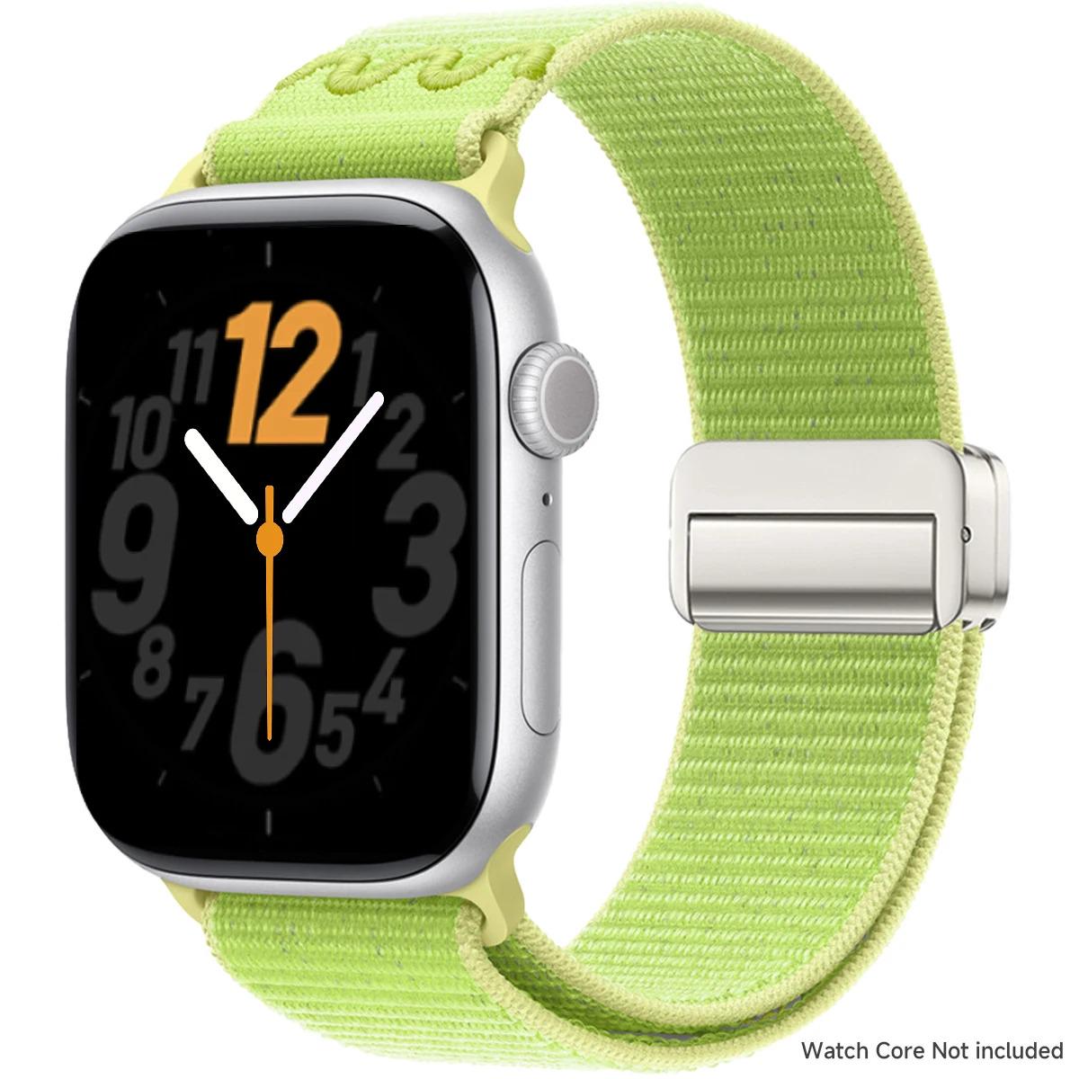 Woven Nylon Apple Watch Band, Magnetic Loop Strap, Breathable Replacement Wristband