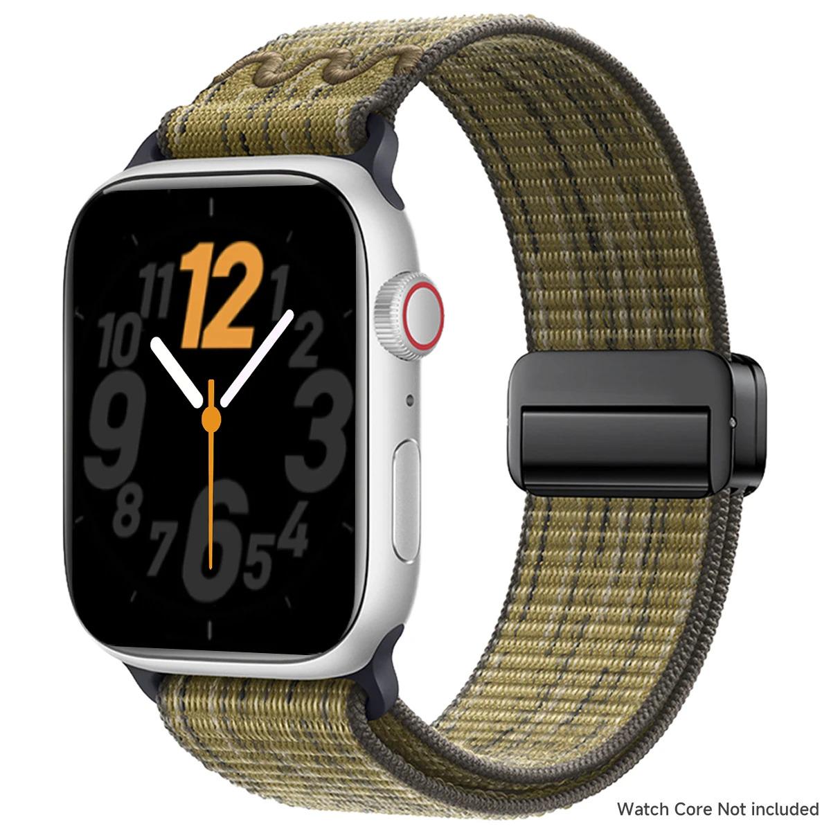 Woven Nylon Apple Watch Band, Magnetic Loop Strap, Breathable Replacement Wristband
