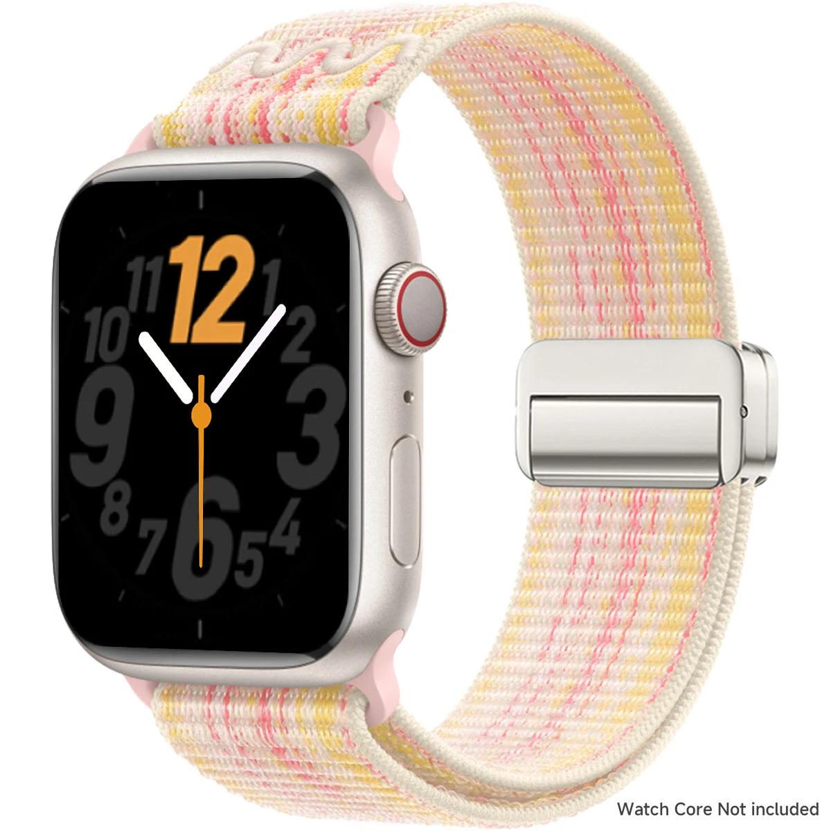 Woven Nylon Apple Watch Band, Magnetic Loop Strap, Breathable Replacement Wristband