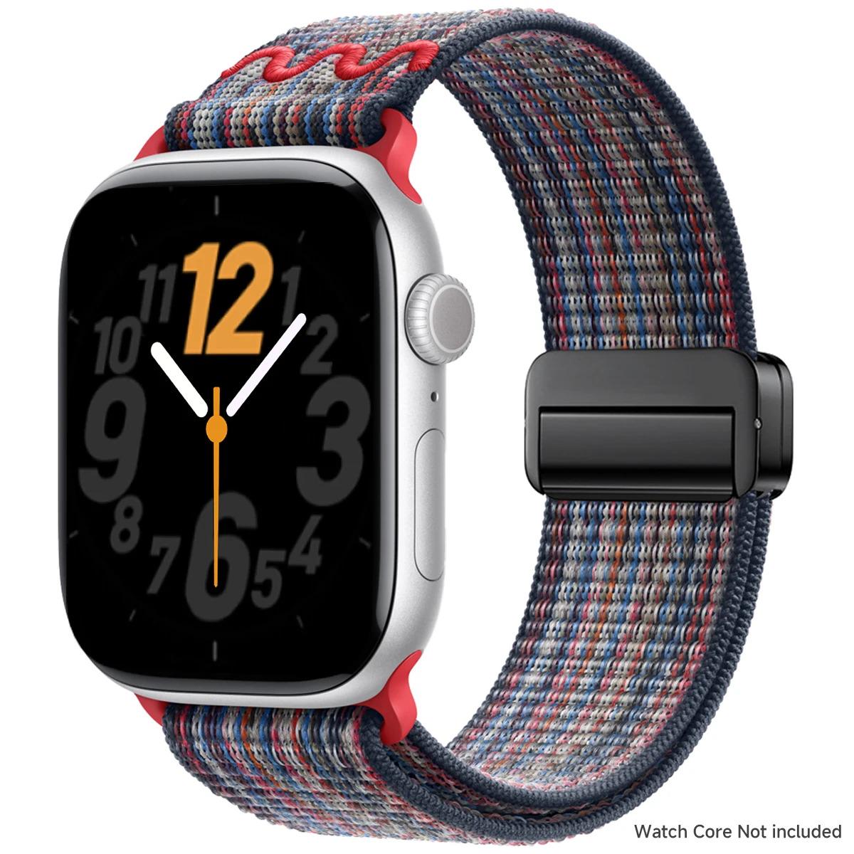 Woven Nylon Apple Watch Band, Magnetic Loop Strap, Breathable Replacement Wristband