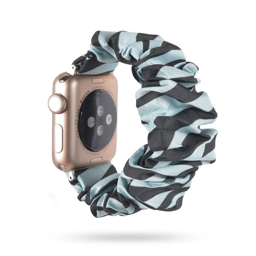Bold Stripe Teal scunchie apple watch bands 38mm or 40mm 