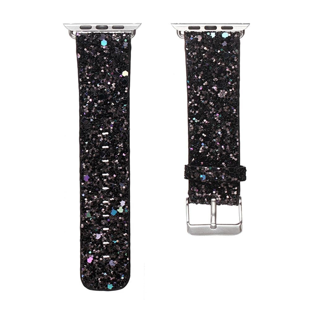 Christmas Glitter Apple Watch Band Scrunchapples 38/40/41mm Jet Black 