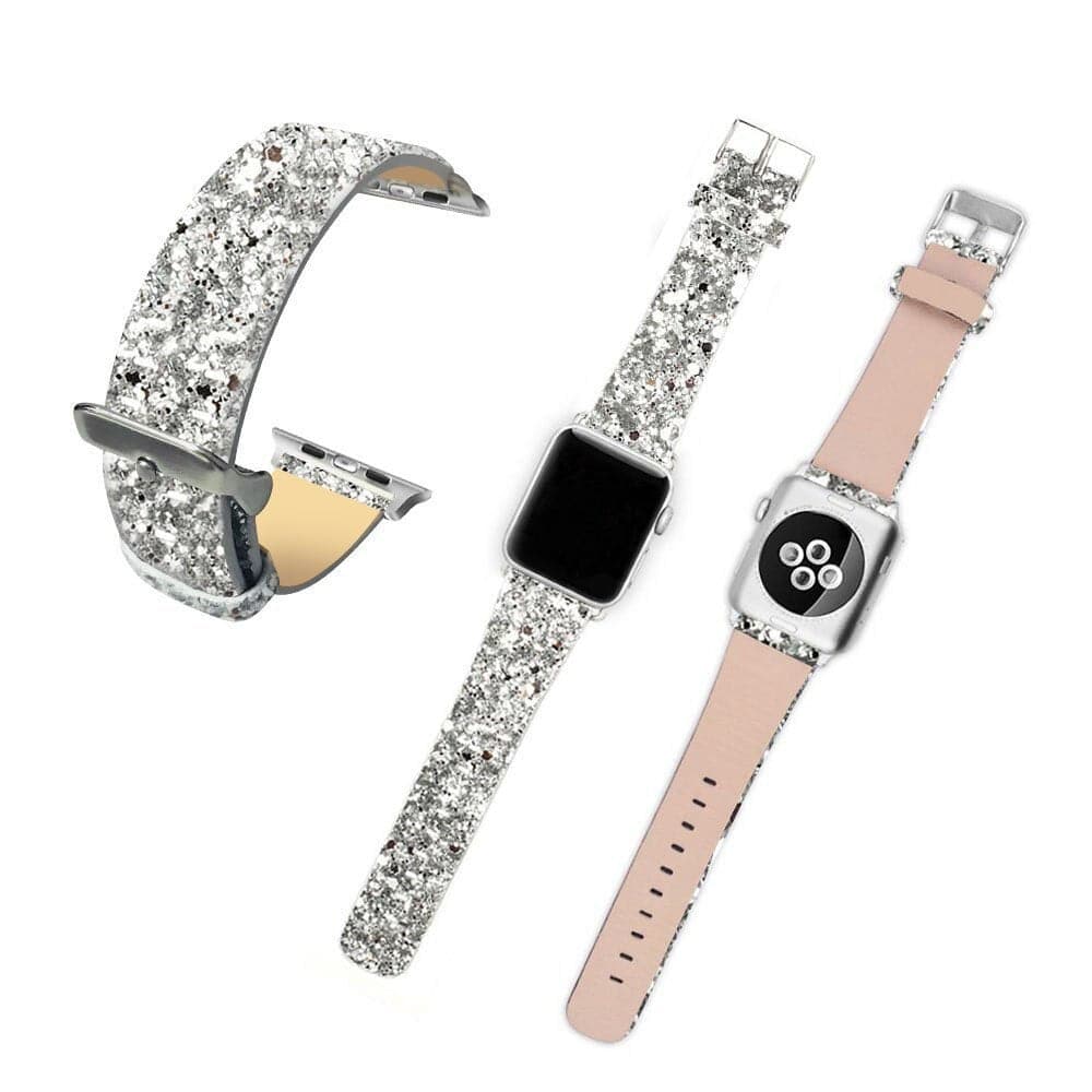 Christmas Glitter Apple Watch Band Scrunchapples 38/40/41mm Silver 