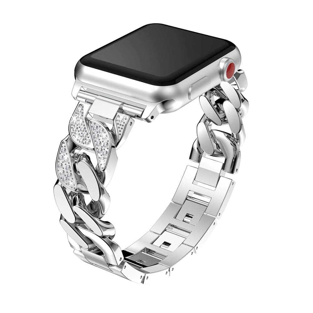 Chunky Chain Diamante Apple Watch Band Scrunchapples 38/40mm Silver 
