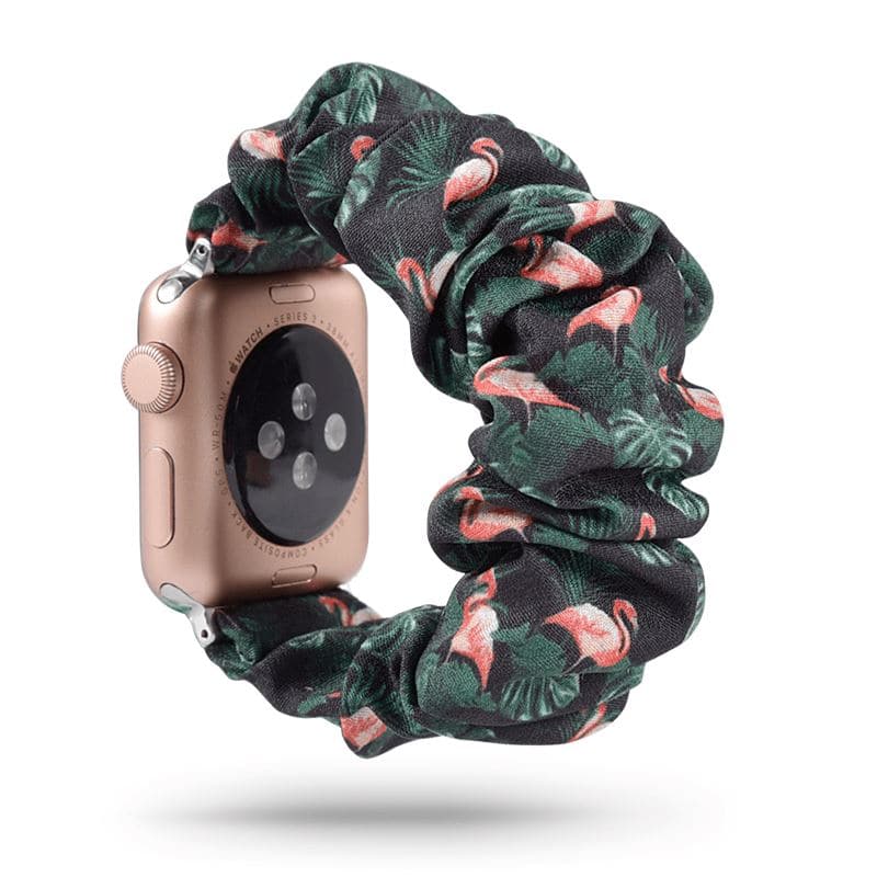Flamingo Forest Green scunchie apple watch bands 38mm or 40mm 