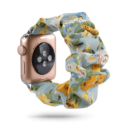 Floral Powder Blue scunchie apple watch bands 38mm or 40mm 