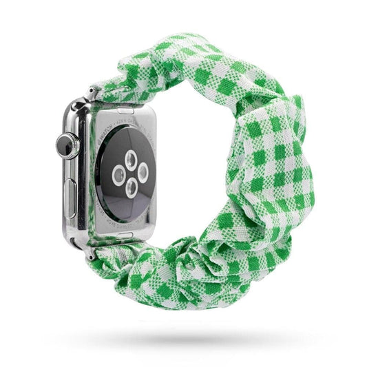 Green Gingham scunchie apple watch bands 