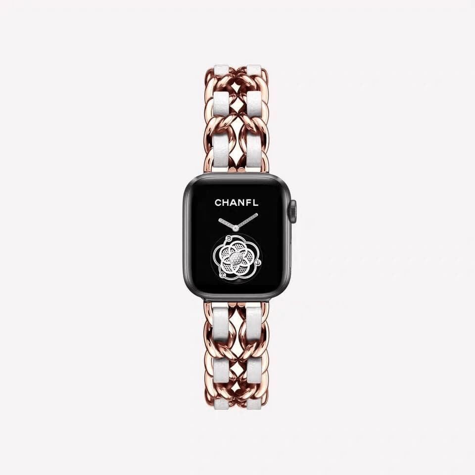 Guchie Scunchapples 38mm or 40mm Rose Gold & White 