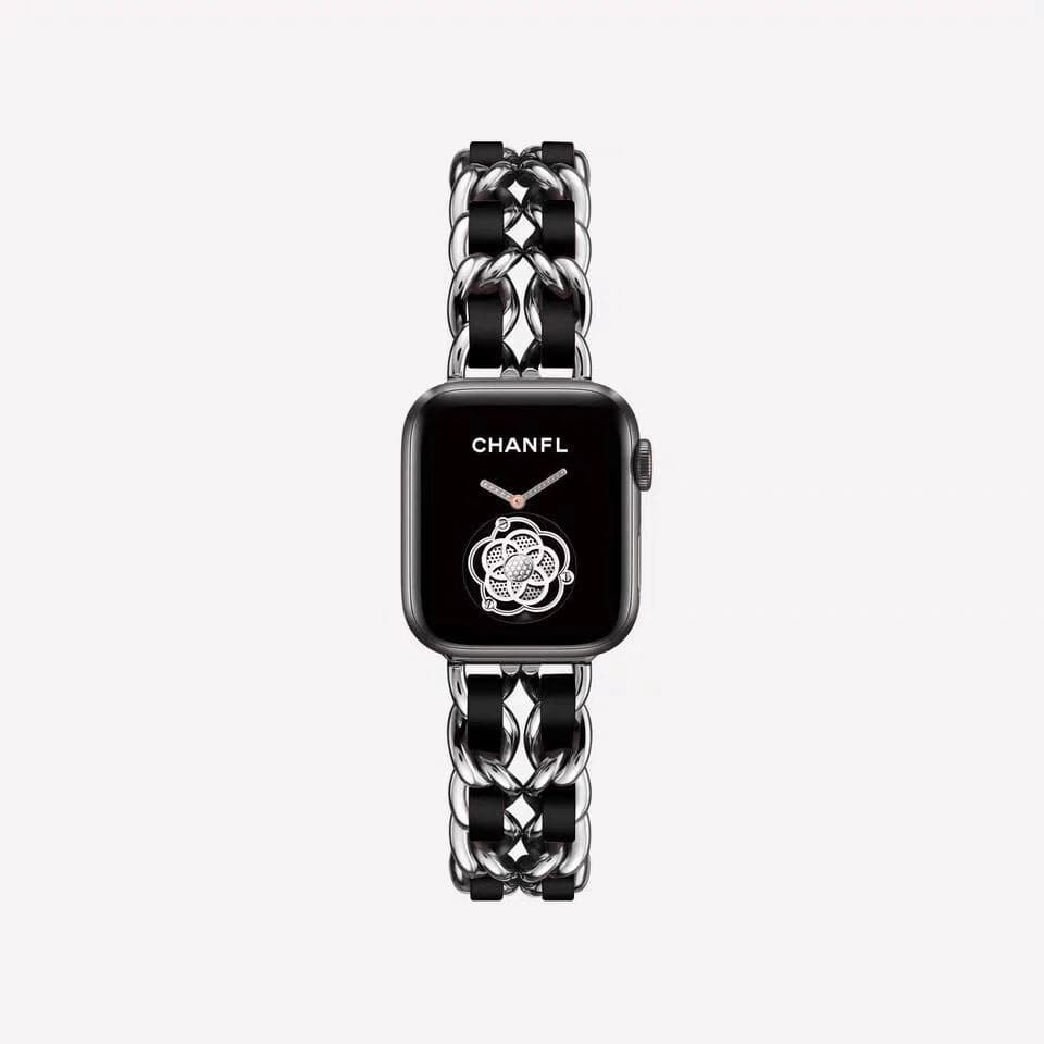 Guchie Scunchapples 38mm or 40mm Silver & Black 