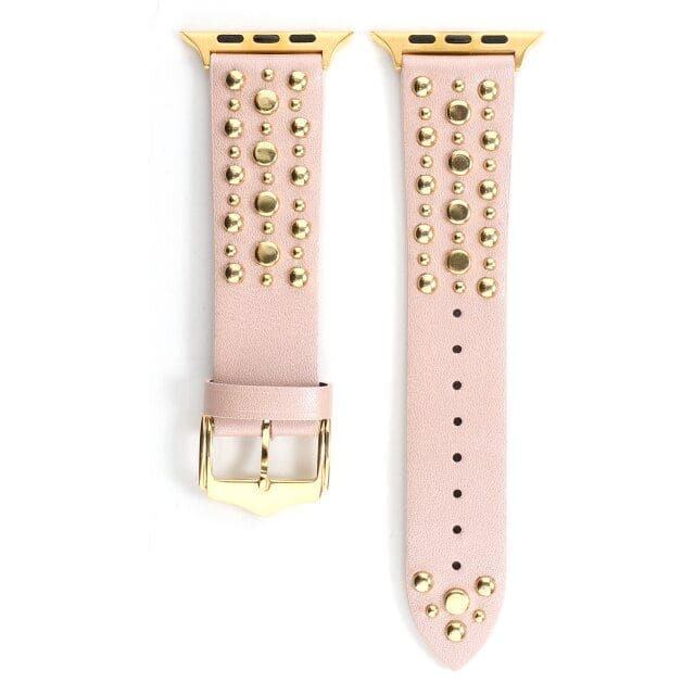 Leather Stud Band Scrunchapples 38/40mm Baby Pink 