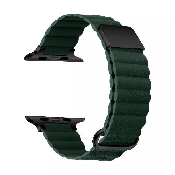 Magnetic Leather Loop Scrunchapples 38/40/41mm Forest Green 