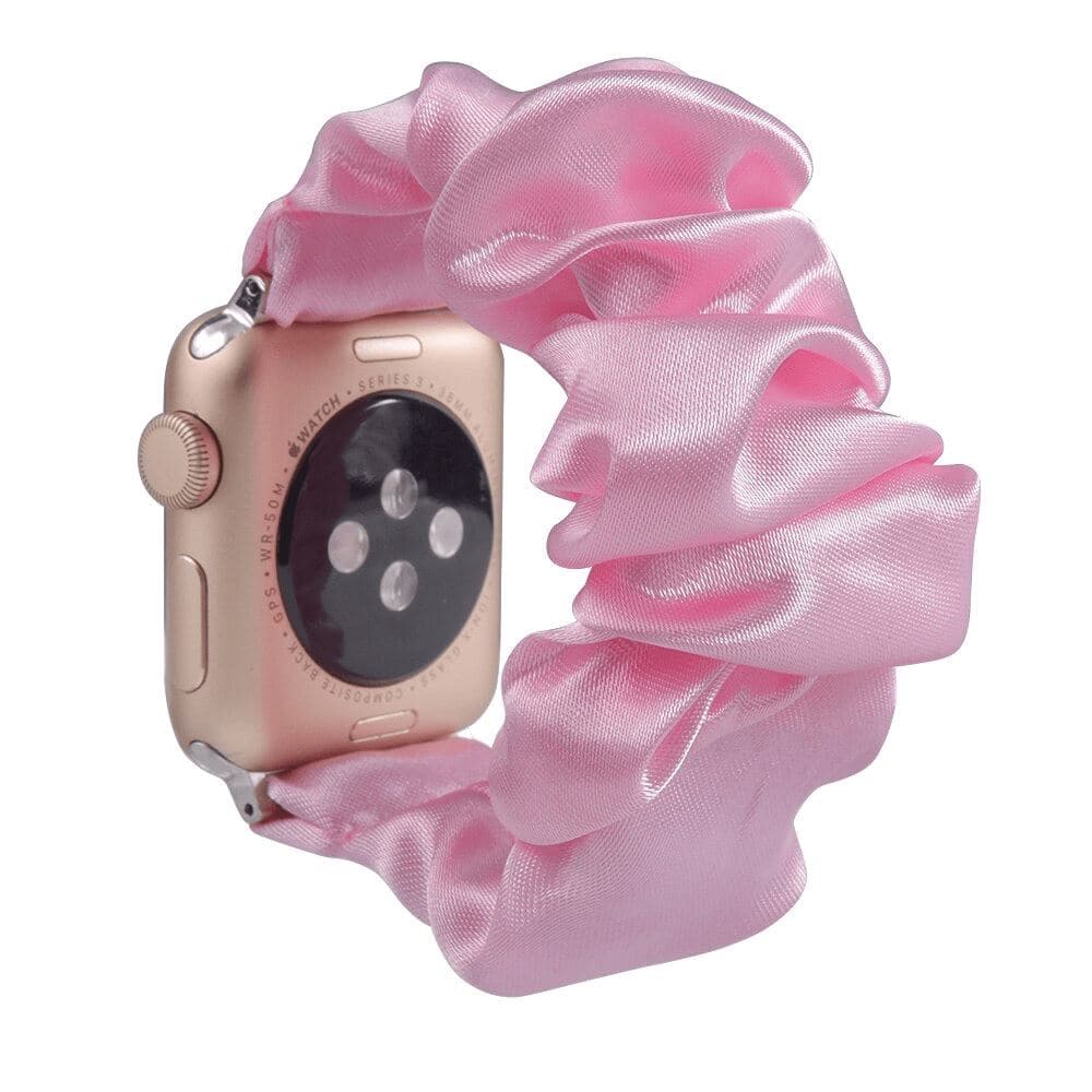 Satin Chapstick Pink scunchie apple watch bands 