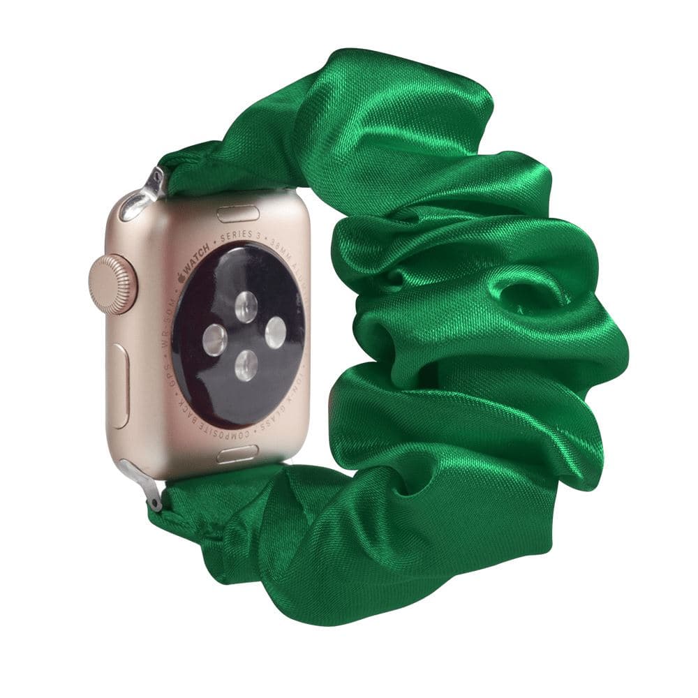 Satin Emerald Green scunchie apple watch bands 