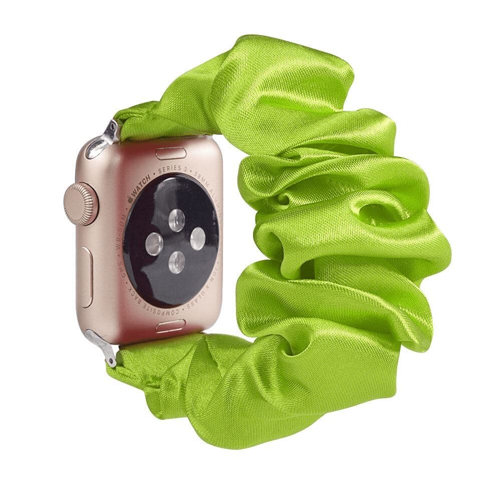 Satin Lime Green scunchie apple watch bands 