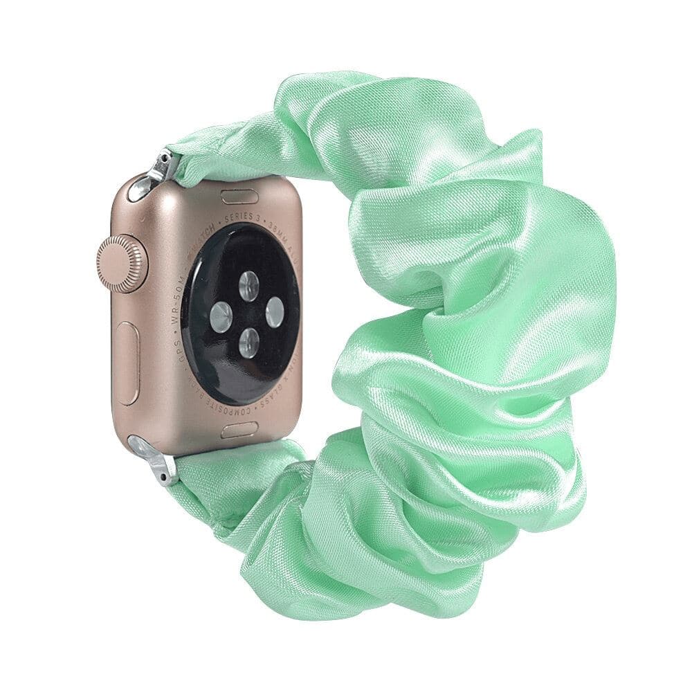 Satin Mint Green scunchie apple watch bands 