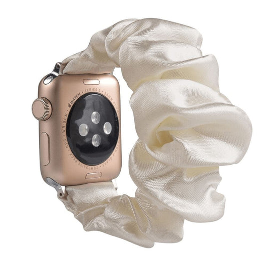 Satin Oyster White scunchie apple watch bands 