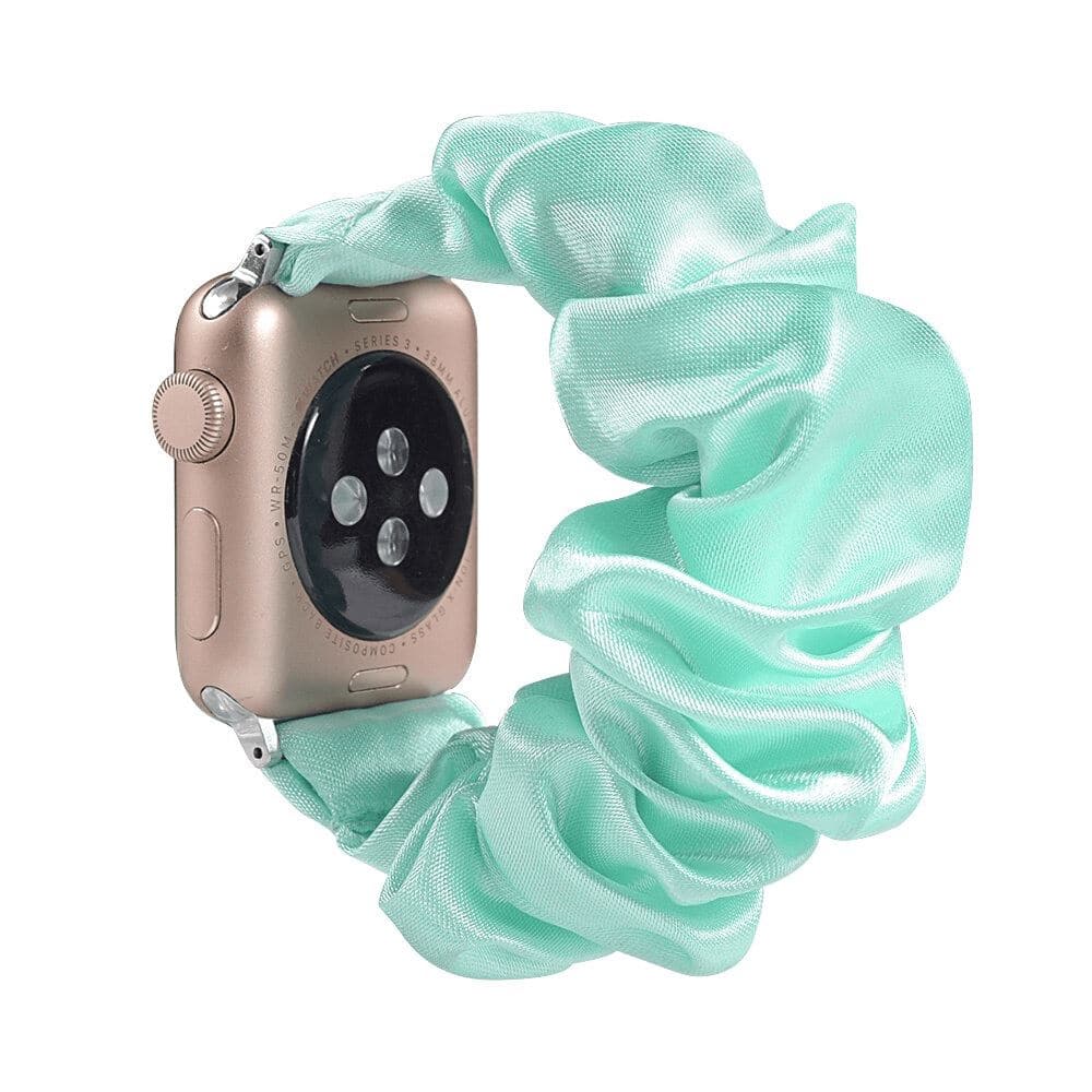 Satin Real Mint scunchie apple watch bands 