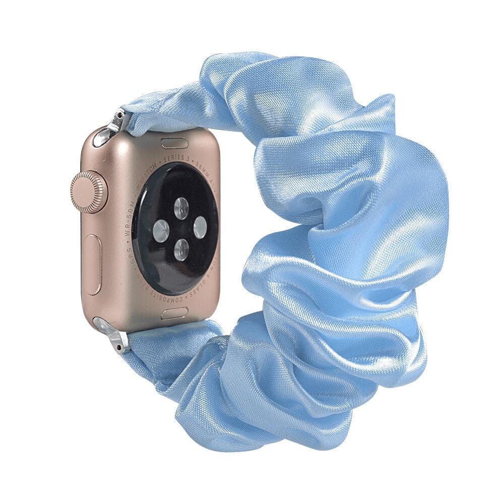 Satin Sky Blue scunchie apple watch bands 