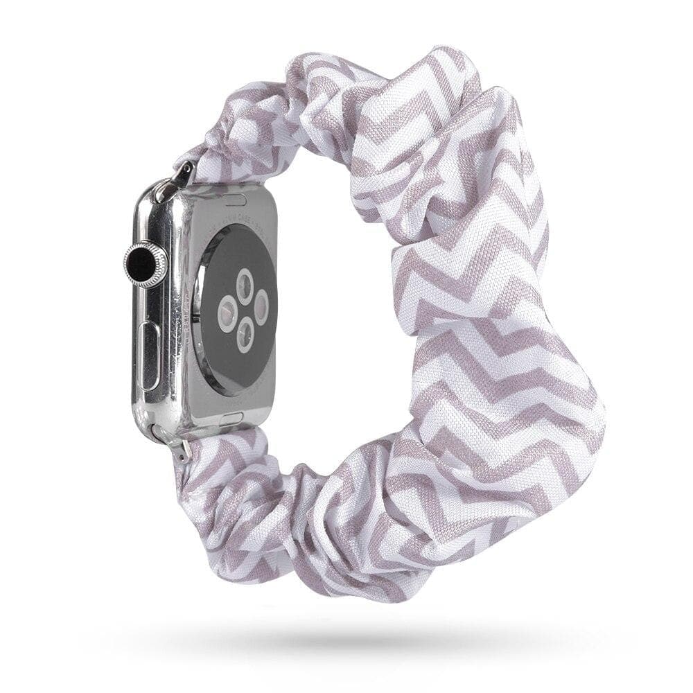 Silver Craze scunchie apple watch bands 
