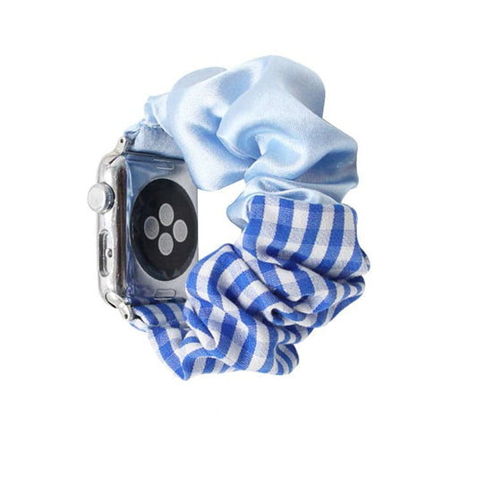 Splitz Baby Blue Gingham scunchie apple watch bands 38mm or 40mm 