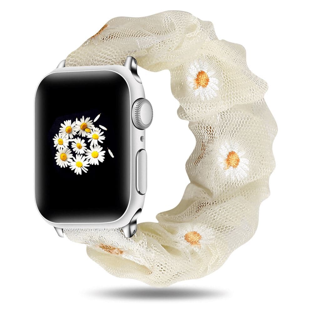 Summer Daisies Cream scunchie apple watch bands 38mm or 40mm 