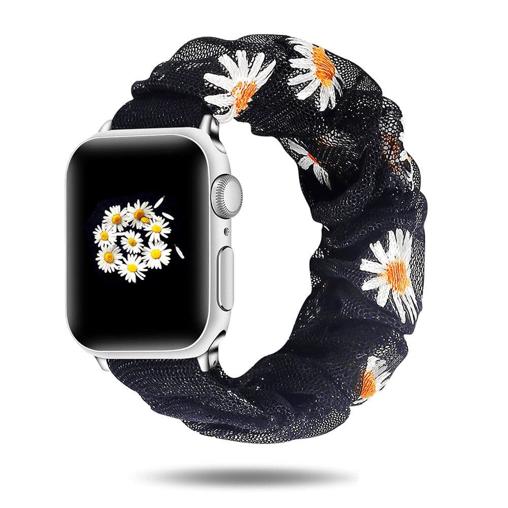 Summer Daisies Midnight scunchie apple watch bands 38mm or 40mm 