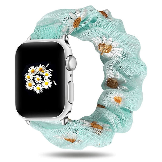 Summer Daisies Mint scunchie apple watch bands 38mm or 40mm 
