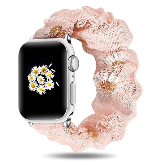 Summer Daisies Peach scunchie apple watch bands 38mm or 40mm 