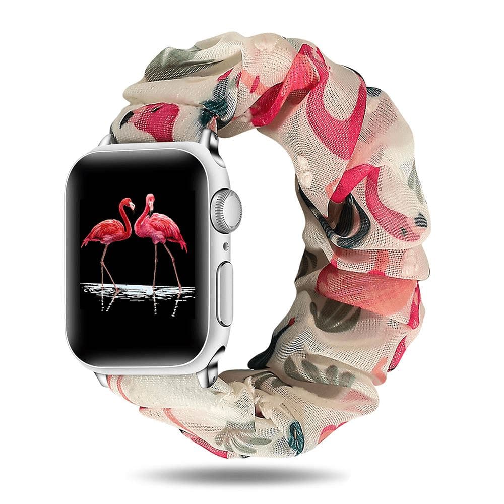 Summer Flamingo Tropical scunchie apple watch bands 38mm or 40mm 