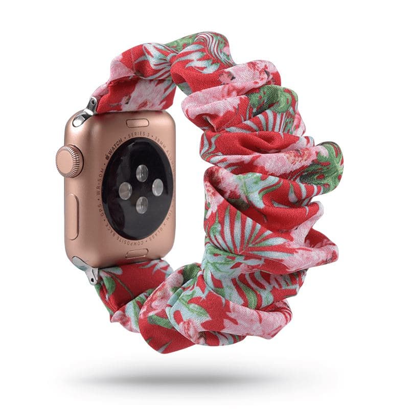 Tropical Red Crush scunchie apple watch bands 38mm or 40mm 